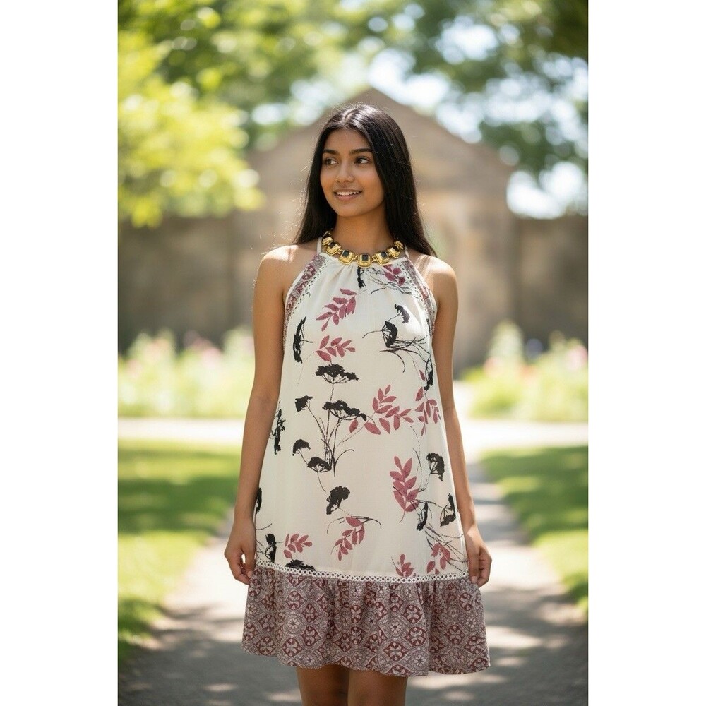 Suzanne Betro Women's Top Size L Boho Pink Floral Cottagecore Fairy Sleeveless